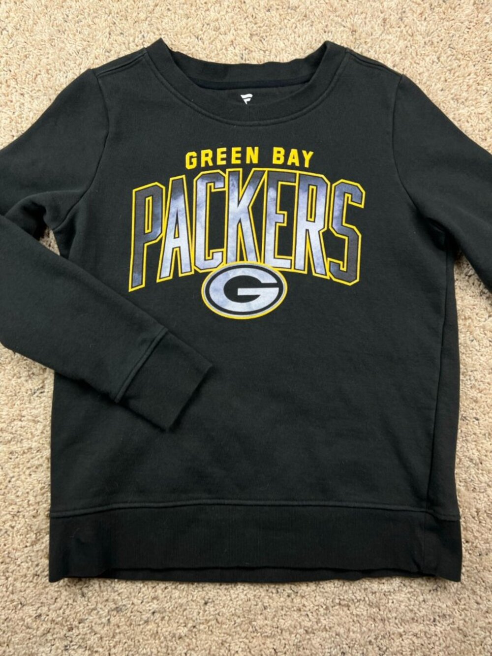 Green Bay Packers Pullover Sweatshirt Black Silver Fanatics Mens Size Medium